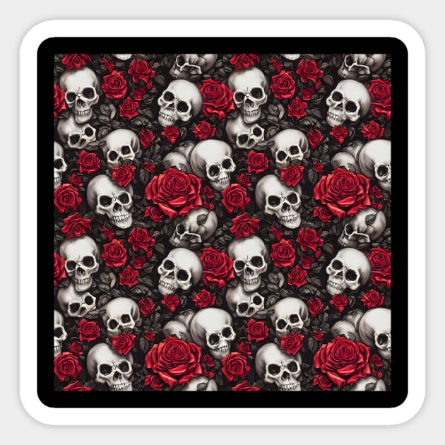 Rose And Skull Pattern Sticker by The WYLD Tribe